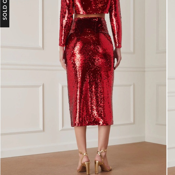 Vici Gillian Sequin Midi Skirt with Slit - Red, NWT, Medium - Picture 4 of 6